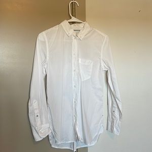 J. Crew classic fit washed cotton poplin shirt, white, size 0